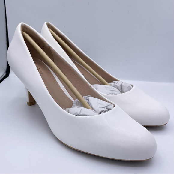 ANKIS low heel comfortable womens white pumps Size 8 - Picture 13 of 15